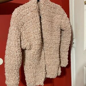 Blush Pink Sherpa Jacket with pockets. XS nice and cuddly, warm & soft.